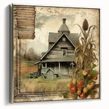 Rustic Farmhouse Decor with Barn and Corn Stalks - Country Style Art