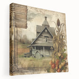 Rustic Farmhouse Decor with Barn and Corn Stalks - Country Style Art