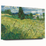 Impressionist Landscape Wall Art - Green Field with Cypress Tree