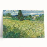 Impressionist Landscape Wall Art - Green Field with Cypress Tree