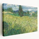 Impressionist Landscape Wall Art - Green Field with Cypress Tree