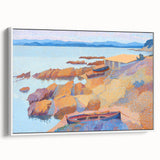Modern Pointillism: Calanque des Antibois Coastal Scene Wall Art