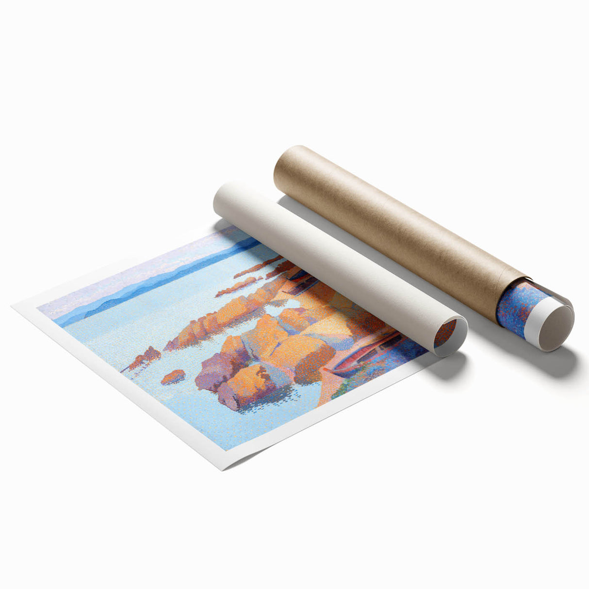 Modern Pointillism: Calanque des Antibois Coastal Scene Wall Art