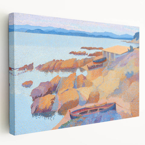 Modern Pointillism: Calanque des Antibois Coastal Scene Wall Art