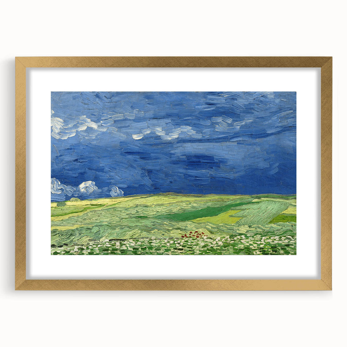 Wheatfield Under Thunderclouds - Impressionist Wall Art by Van Gogh