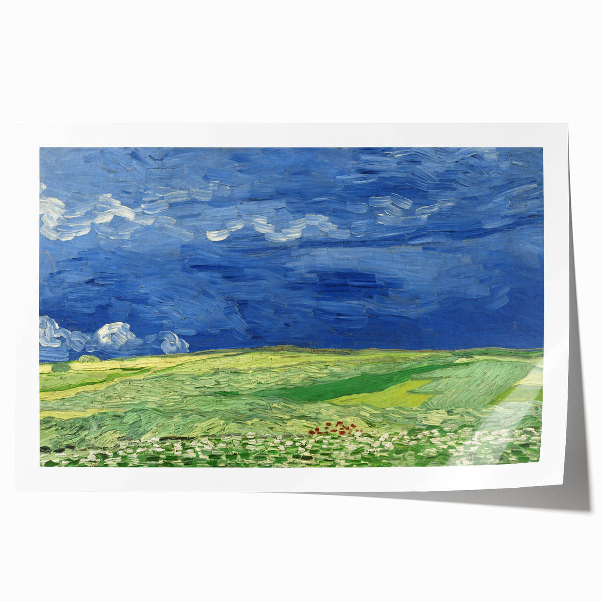 Wheatfield Under Thunderclouds - Impressionist Wall Art by Van Gogh
