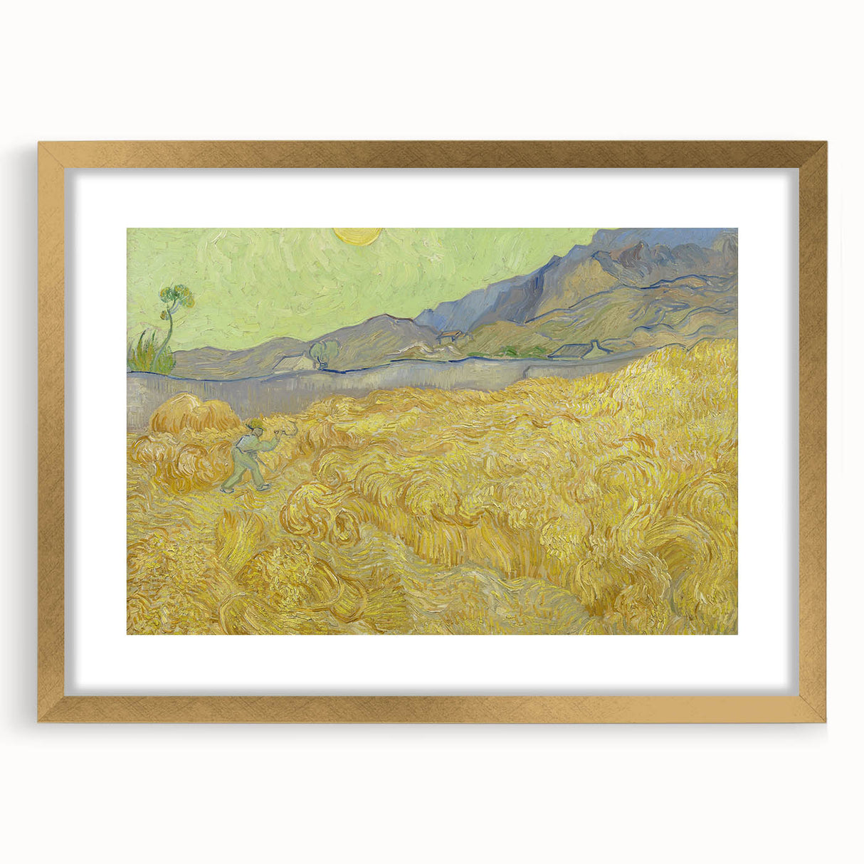 Impressionism Wall Art - Wheatfield with Reaper by Van Gogh Print