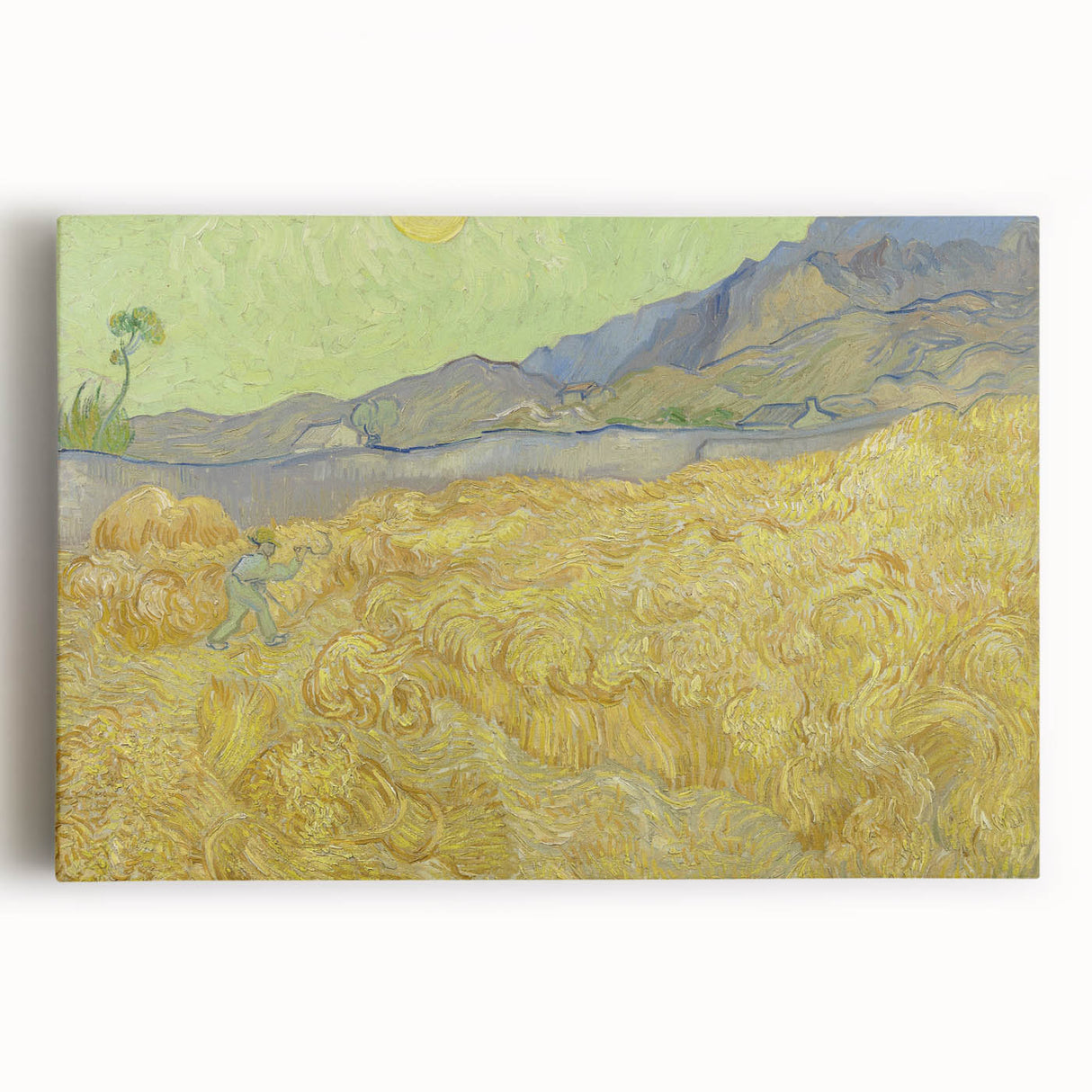 Impressionism Wall Art - Wheatfield with Reaper by Van Gogh Print