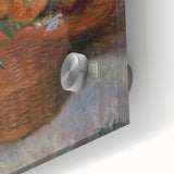 Red Basket of Zinnias Modern Wall Art – Vibrant Floral Masterpiece