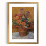 Red Basket of Zinnias Modern Wall Art – Vibrant Floral Masterpiece