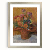 Red Basket of Zinnias Modern Wall Art – Vibrant Floral Masterpiece