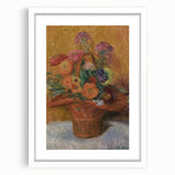 Red Basket of Zinnias Modern Wall Art – Vibrant Floral Masterpiece