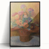 Red Basket of Zinnias Modern Wall Art – Vibrant Floral Masterpiece