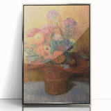 Red Basket of Zinnias Modern Wall Art – Vibrant Floral Masterpiece