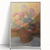 Red Basket of Zinnias Modern Wall Art – Vibrant Floral Masterpiece