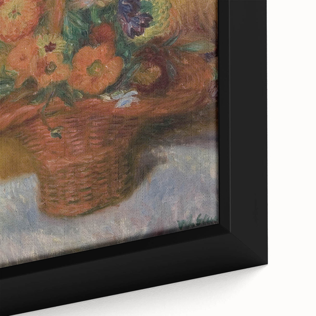 Red Basket of Zinnias Modern Wall Art – Vibrant Floral Masterpiece