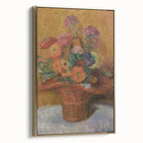 Red Basket of Zinnias Modern Wall Art – Vibrant Floral Masterpiece