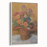 Red Basket of Zinnias Modern Wall Art – Vibrant Floral Masterpiece