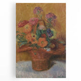 Red Basket of Zinnias Modern Wall Art – Vibrant Floral Masterpiece