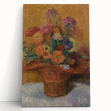 Red Basket of Zinnias Modern Wall Art – Vibrant Floral Masterpiece