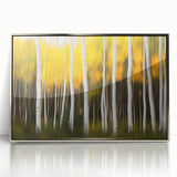 Forest Blaze – Abstract Autumn Trunks in Dynamic Vertical Motion