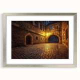 Elegant silver-framed landscape print featuring a majestic castle, surrounded by lush greenery and a soft mat for added depth. Ideal for enhancing home decor.