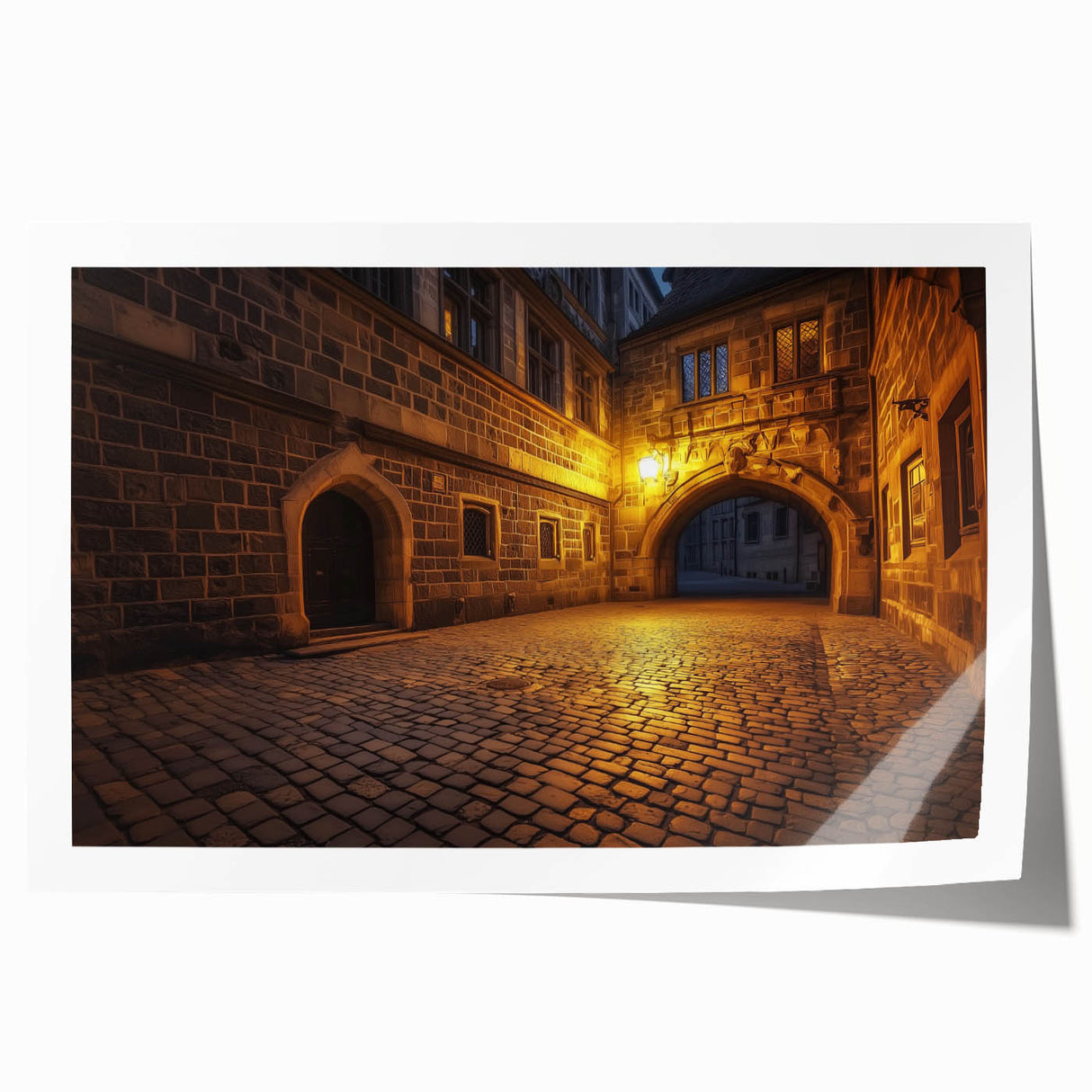Scenic rolled print showcasing a vibrant landscape with a majestic castle nestled among lush green hills, ideal for home decor and art enthusiasts.