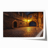 Scenic rolled print showcasing a vibrant landscape with a majestic castle nestled among lush green hills, ideal for home decor and art enthusiasts.