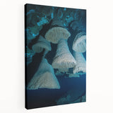 Stretched canvas artwork depicting a vibrant landscape with intricate cave formations, showcasing earthy tones of brown and green, ideal for enhancing home decor.