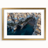 Elegant gold framed landscape artwork depicting scenic cliffs, showcasing vibrant colors and intricate details, ideal for enhancing home decor.