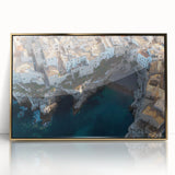 Framed acrylic artwork showcasing a stunning cliff landscape with golden accents, perfect for adding elegance to home decor. Ideal for nature enthusiasts and art lovers.