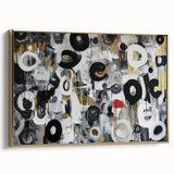 Large Abstract Bedroom Wall Art – Black, Beige & Gold Canvas