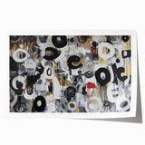 Large Abstract Bedroom Wall Art – Black, Beige & Gold Canvas
