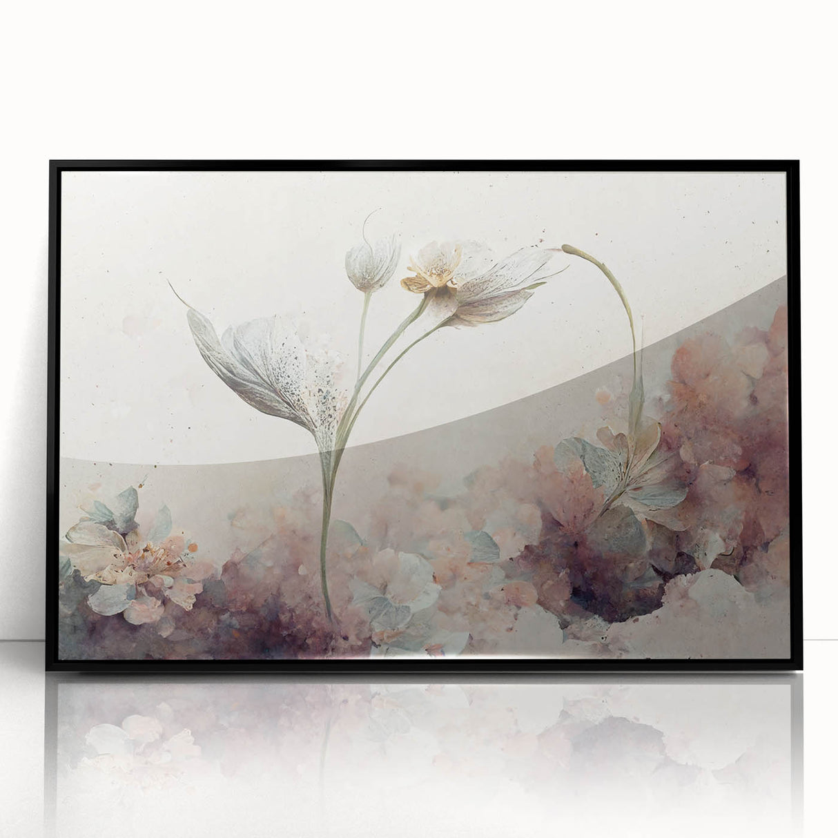 Botanical Floral Living Room Wall Art – Modern Framed Canvas