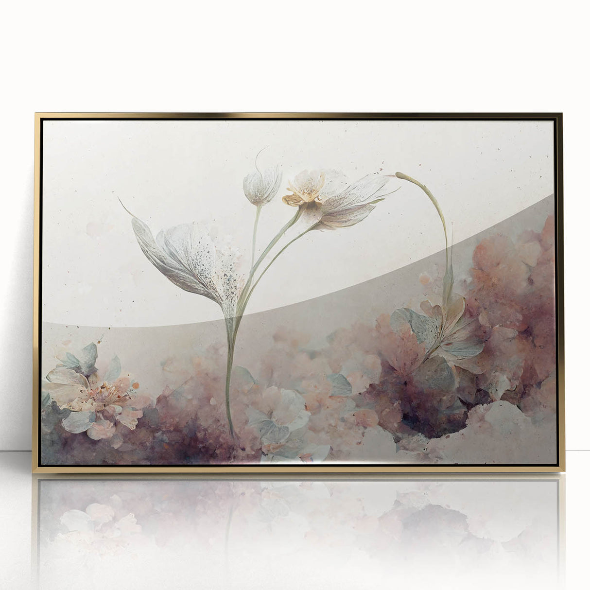 Botanical Floral Living Room Wall Art – Modern Framed Canvas