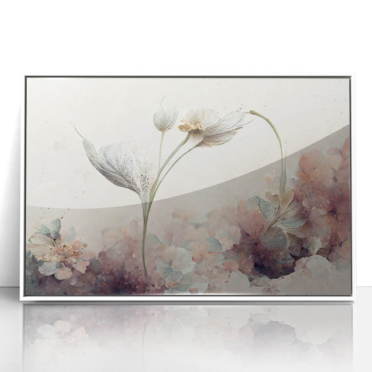 Botanical Floral Living Room Wall Art – Modern Framed Canvas