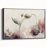 Botanical Floral Living Room Wall Art – Modern Framed Canvas