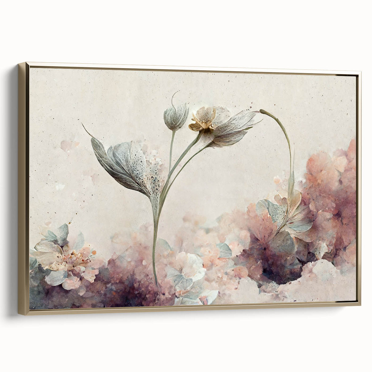 Botanical Floral Living Room Wall Art – Modern Framed Canvas