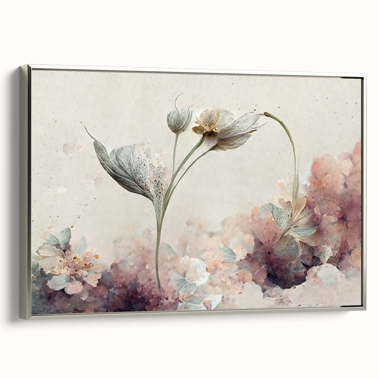 Botanical Floral Living Room Wall Art – Modern Framed Canvas