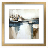 Abstract architecture wall art framed in gold, showcasing geometric shapes and soft pastel colors, perfect for modern home decor. Ideal for enhancing living spaces.