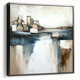 Framed canvas wall art showcasing a modern abstract architecture design in black tones, highlighting geometric shapes and sophisticated lines, perfect for contemporary decor.