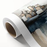 Abstract architectural wall art in vibrant colors, featuring geometric shapes and lines, printed on rolled canvas for modern home decor. Ideal for contemporary interiors, this artwork adds a stylish and artistic touch to any space.