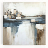 Abstract architecture wall art on stretched canvas, showcasing geometric shapes and muted colors, ideal for modern home decor. Perfect for enhancing contemporary interiors.