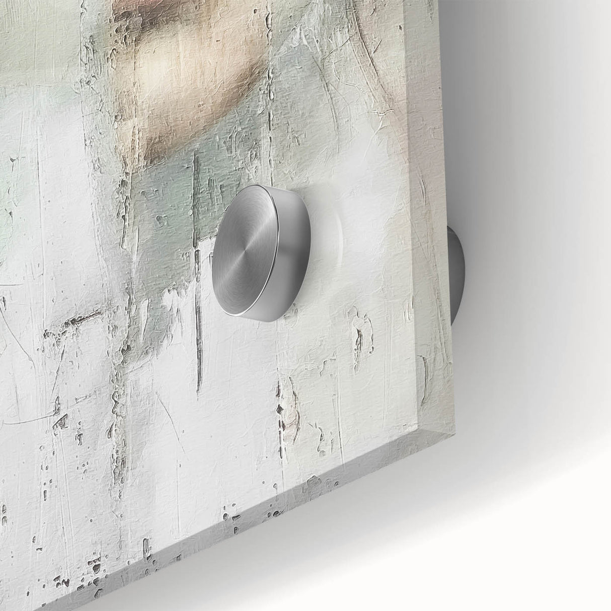Close-up of abstract figurative wall art design on acrylic glass, showcasing vibrant colors and fluid shapes, perfect for modern home decor enhancement.