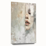 Abstract figurative wall art displayed in a side view, featuring vibrant colors and unique shapes, mounted with pins on an acrylic glass background, perfect for modern decor.