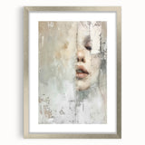 Abstract figurative wall art framed in silver with a mat, showcasing vibrant colors and intricate shapes, perfect for modern home decor and artistic expression.