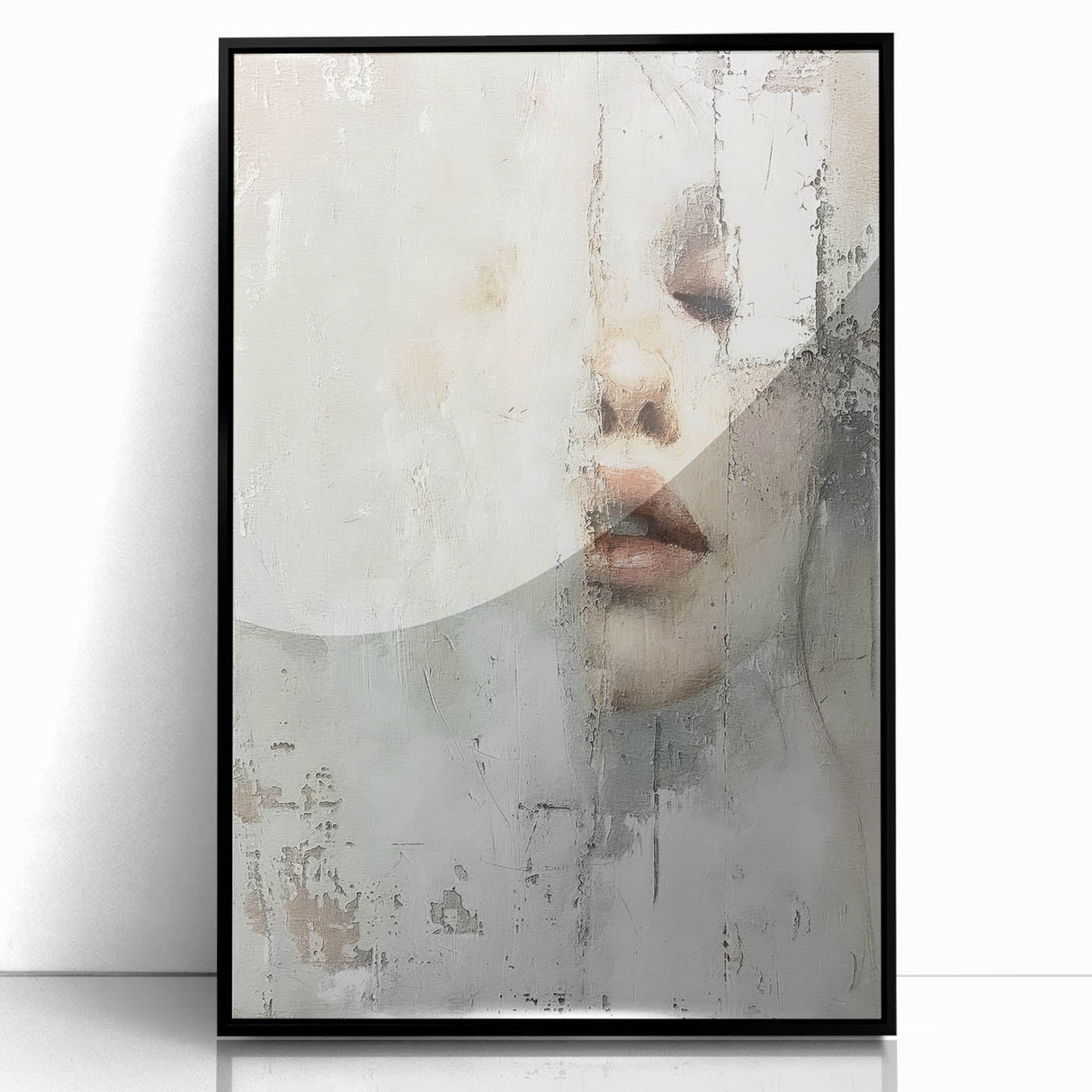 Framed abstract figurative wall art featuring a striking black design, displayed from the front with an acrylic finish, ideal for modern decor.