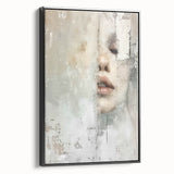 Framed canvas wall art showcasing a contemporary abstract figurative design with black tones, featured in a sleek frame, perfect for modern decor.