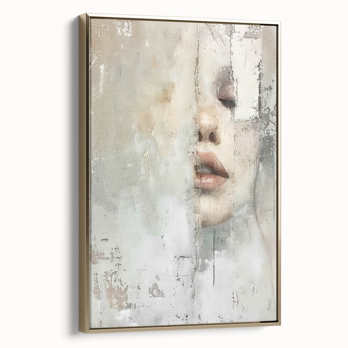 Abstract figurative wall art in a gold frame, showcasing vibrant colors and unique shapes, ideal for modern home decor and artistic enhancement.