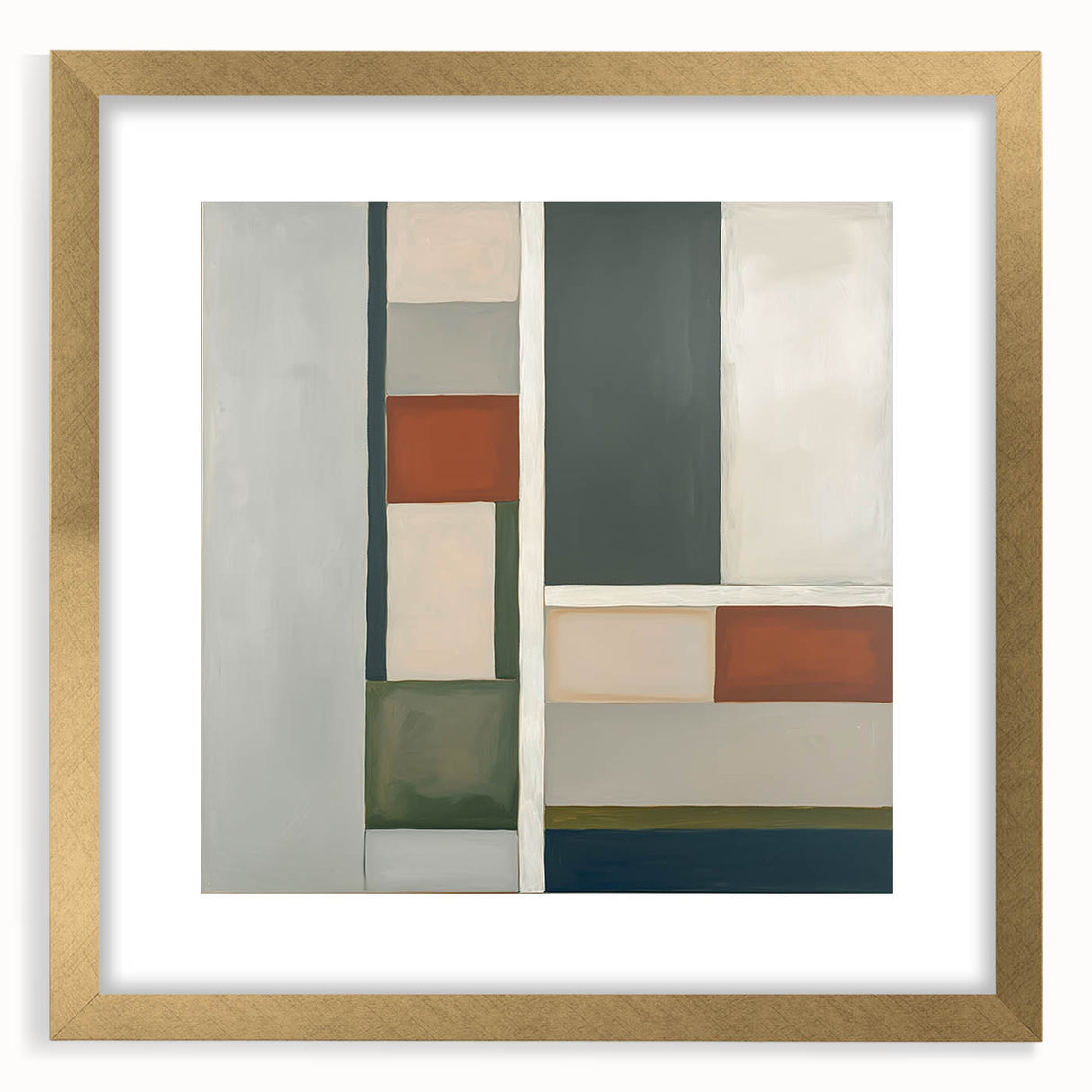 Abstract geometric frame in gold with a stylish mat, showcasing a modern design perfect for contemporary interiors, ideal for enhancing wall decor.